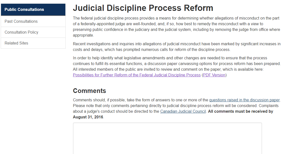 justice consultation screenshot